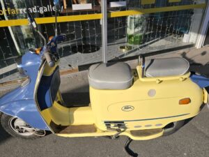 Fuji Rabbit Motor Scooter parked outside Forfar Road