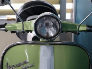 Headlight on Vespa scooter
