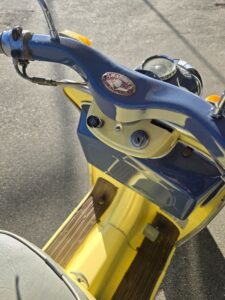 Handle bars of a Fuji Rabbit Motor Scooter