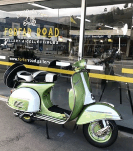 Vespa parked outside Forfar Road Gallery